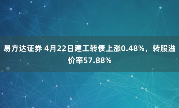 易方达证券 4月22日建工转债上涨0.48%，转股溢价率57.88%
